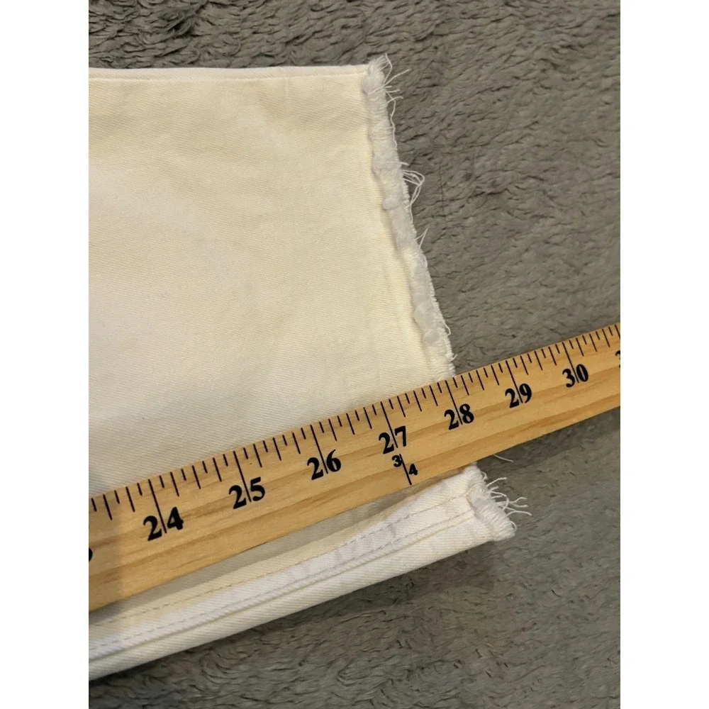 KUT From The Kloth Jeans Womens 10L Long White Denim Distressed Raw Hem Straight